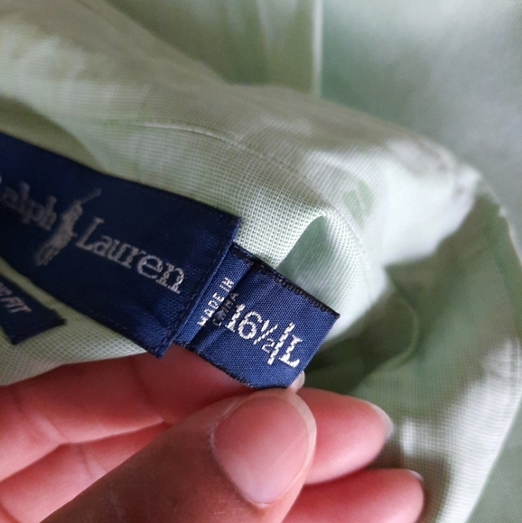 Ralph Lauren Blue Label Green Long Sleeve Button Down Shirt Sz 16.5/ L - Picture 11 of 11